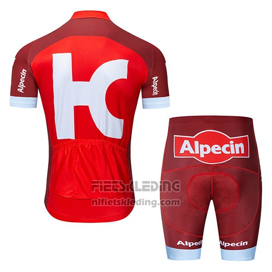 2019 Fietskleding Katusha Alpecin Rood Wit Korte Mouwen en Koersbroek